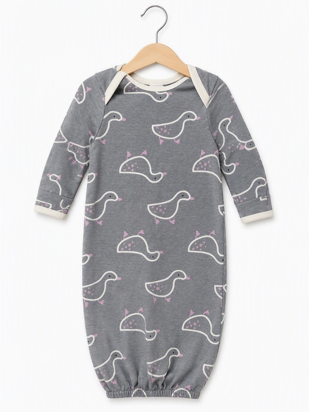 5/15$ Gerber Organic Cotton Heather Grey Duck Print Mitten Cuff Sleep Sack NB